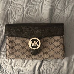 Michael Kors Black and grey MK Monogram Crossbody/Wallet with Logo Emblem
